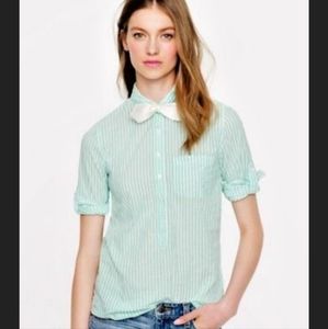 J. Crew Striped Popover Shirt, Camp Green, Size 6